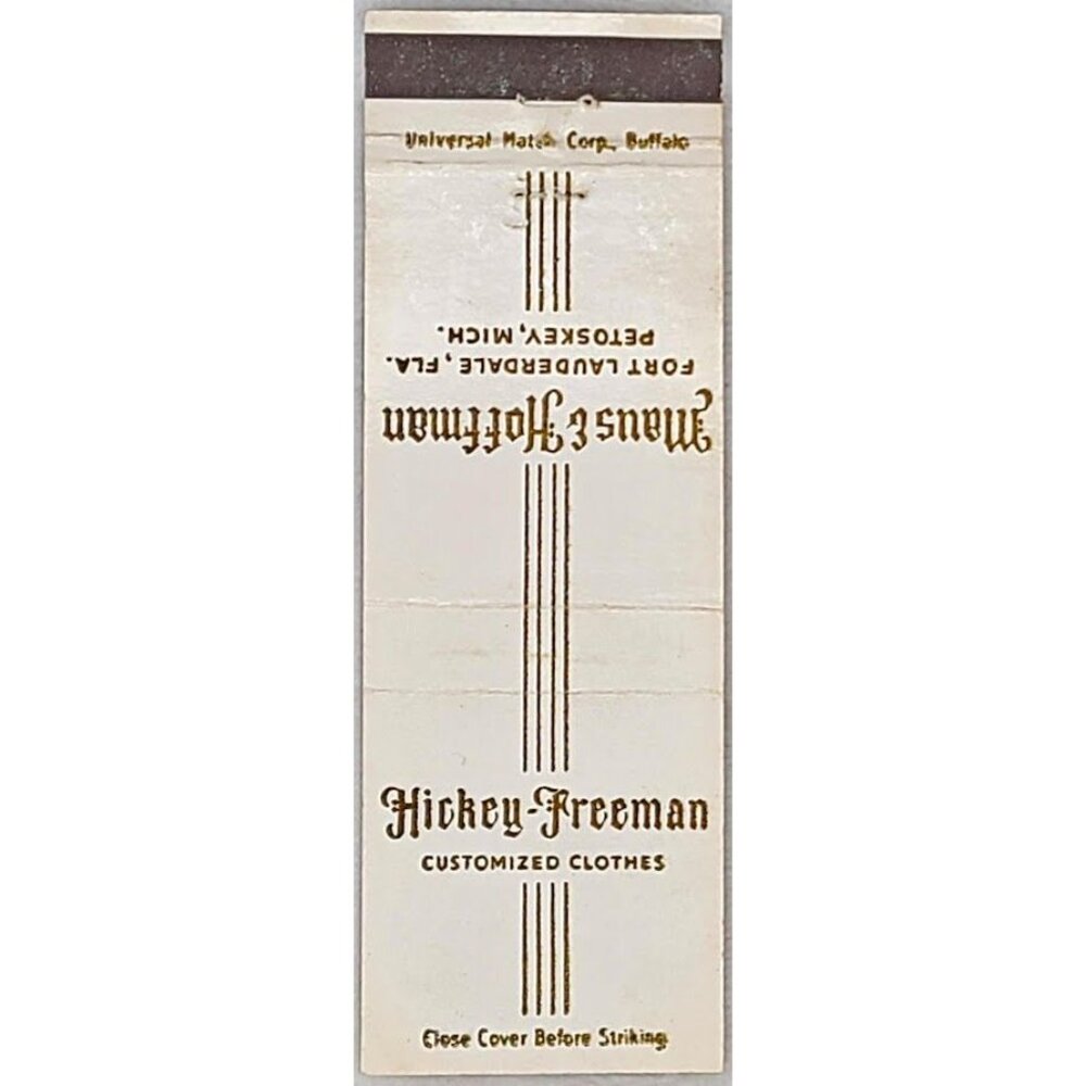 Front Strike Matchbook Cover Hickey-Freeman Fort Lauderdale FL Florida